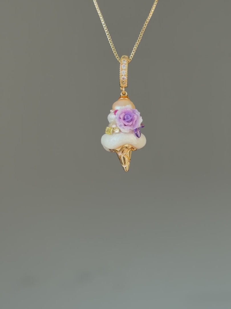 Lavender Rose Jewel Scoop Baroque Pearl Necklace SKUCR80